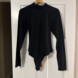 Free People Black Long Sleeve Bodysuit